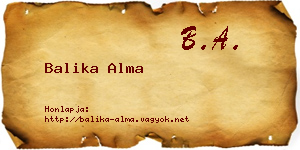 Balika Alma névjegykártya
